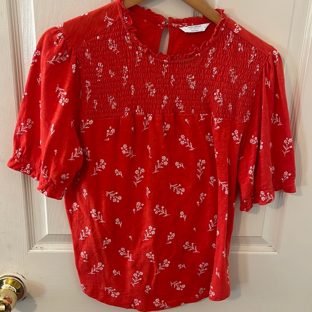 Cute orange floral blouse
